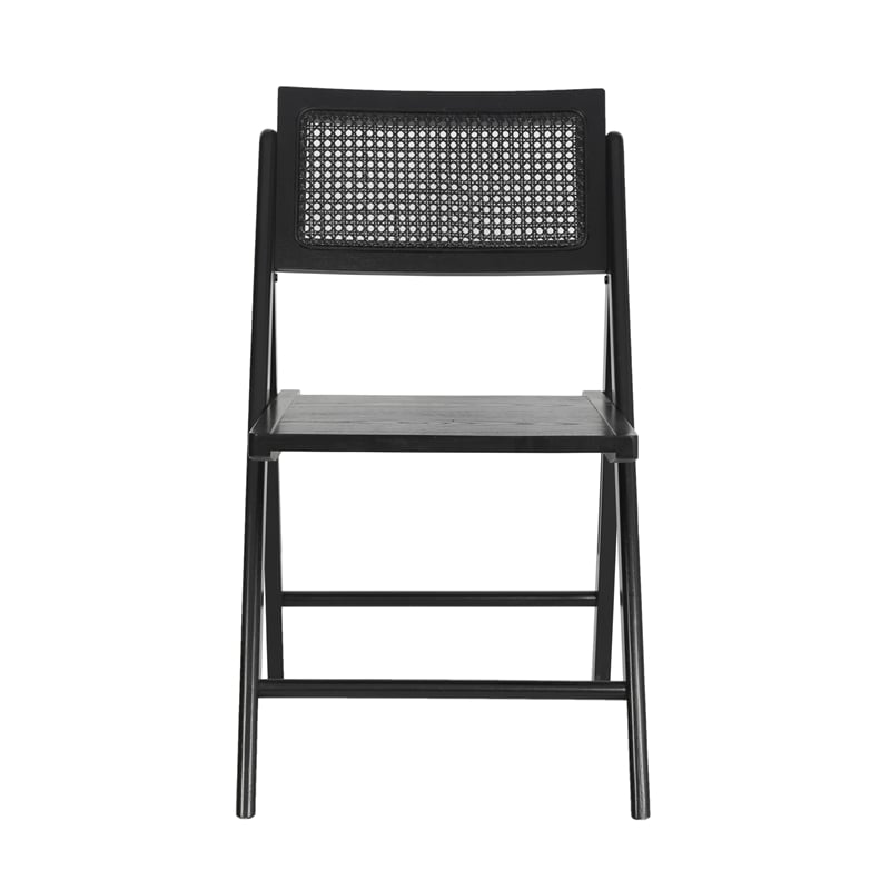 Scranton & Co Set of 2 Cane Rattan Folding Chairs in Black Finish