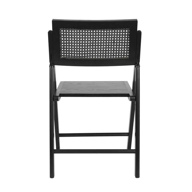Scranton & Co Set of 2 Cane Rattan Folding Chairs in Black Finish