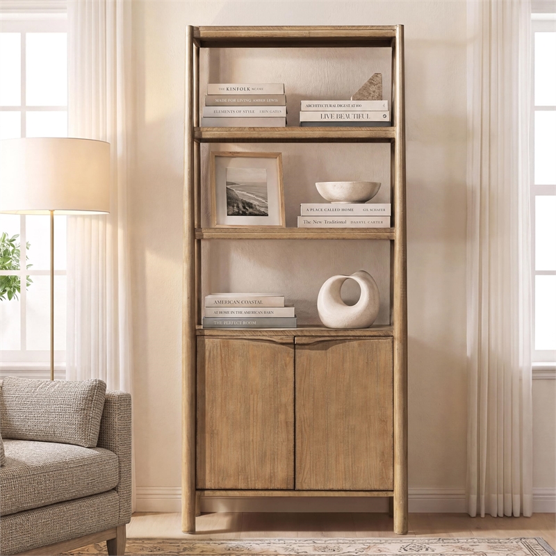 Scranton & Co Reclaimed Wood Bookcase with Cabinet Antique Natural