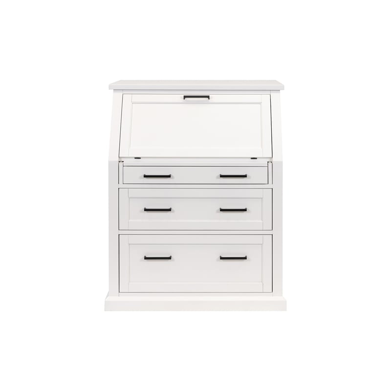 Scranton & Co Modern Drop-Lid Secretary Desk Wood White Finish
