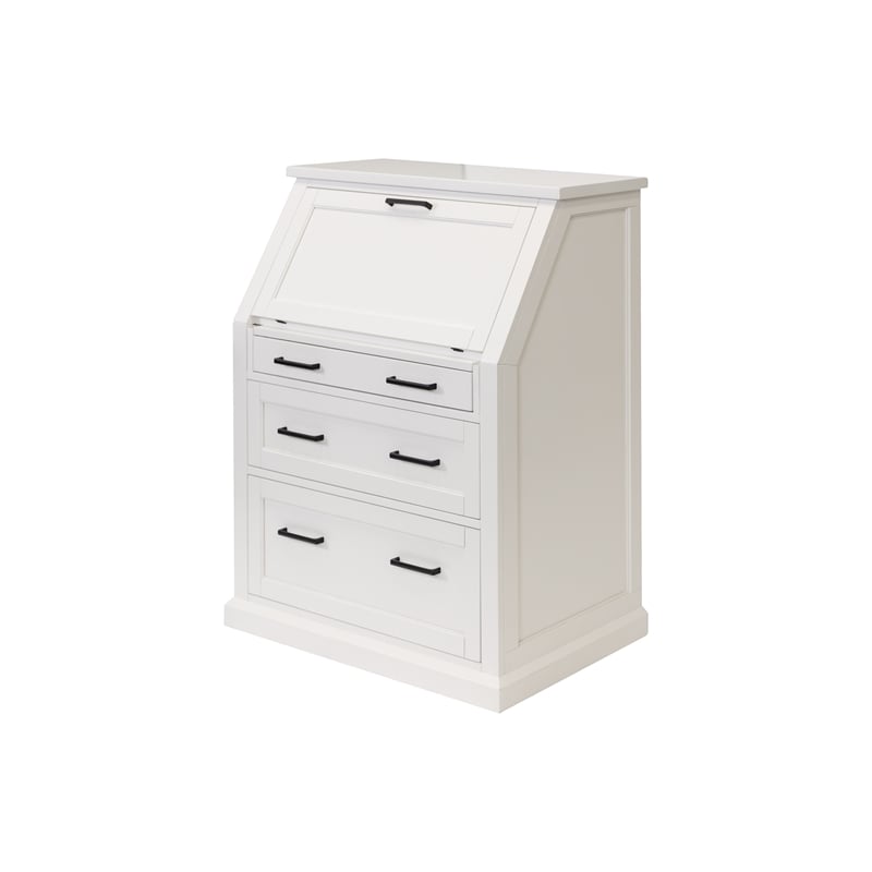 Scranton & Co Modern Drop-Lid Secretary Desk Wood White Finish