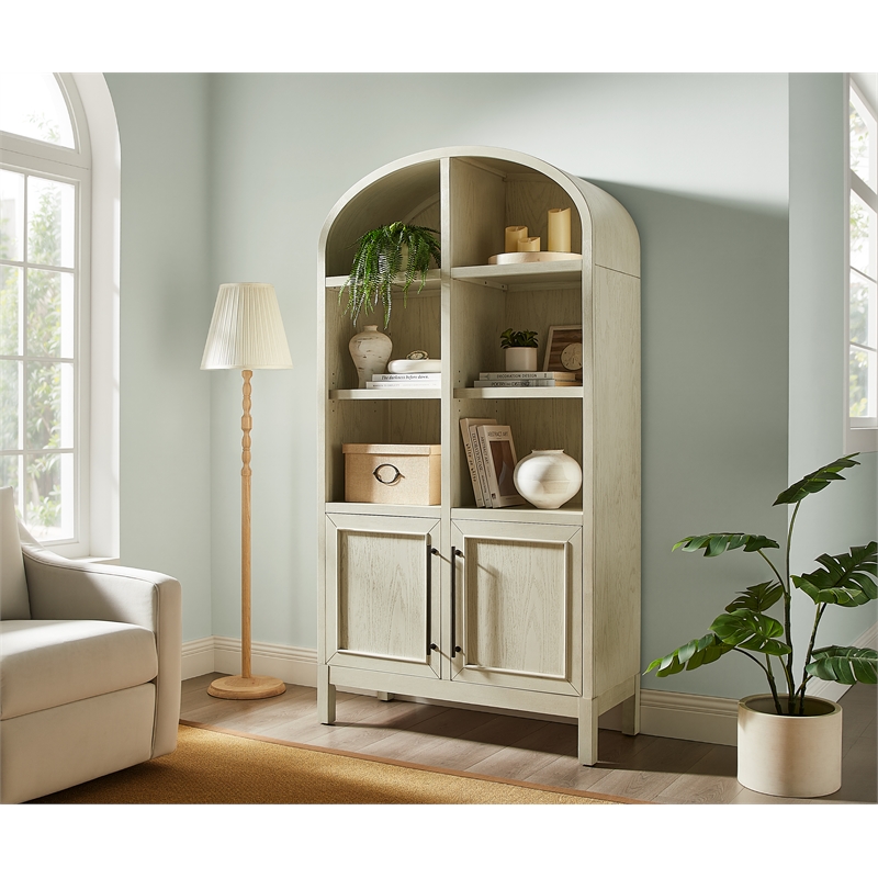 Scranton & Co White Wood Arched Display Cabinet with Adjustable Shelves