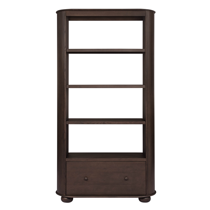 Scranton & Co 1-Drawer Solid Oak Bookcase in Appalachian Brown