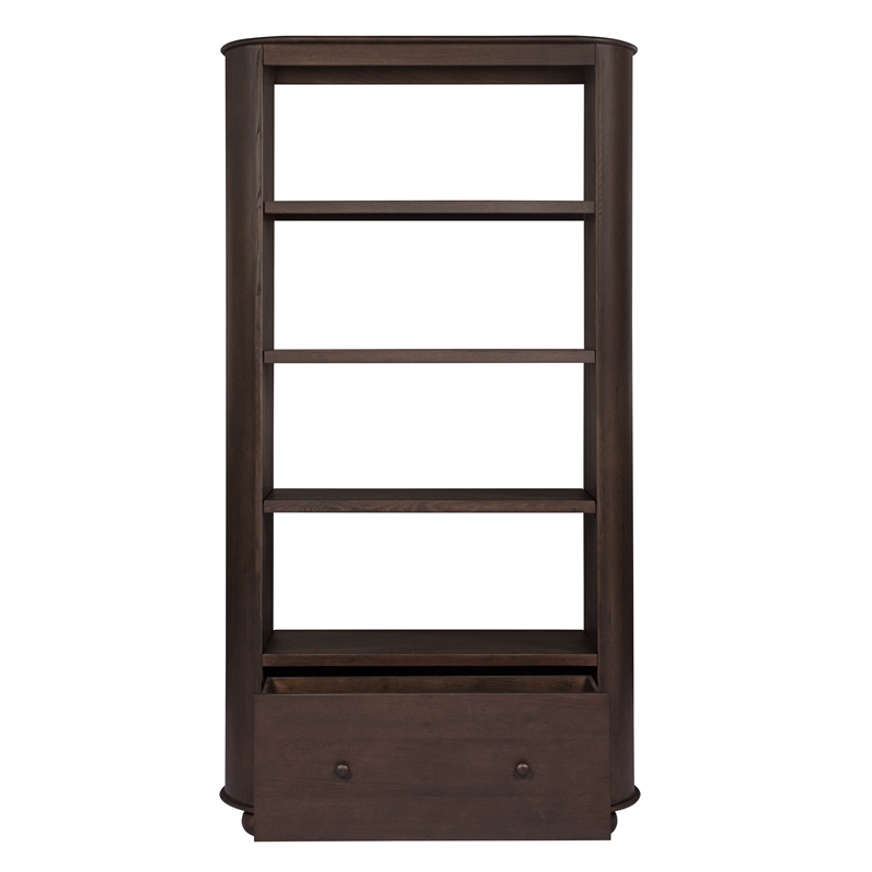 Scranton & Co 1-Drawer Solid Oak Bookcase in Appalachian Brown
