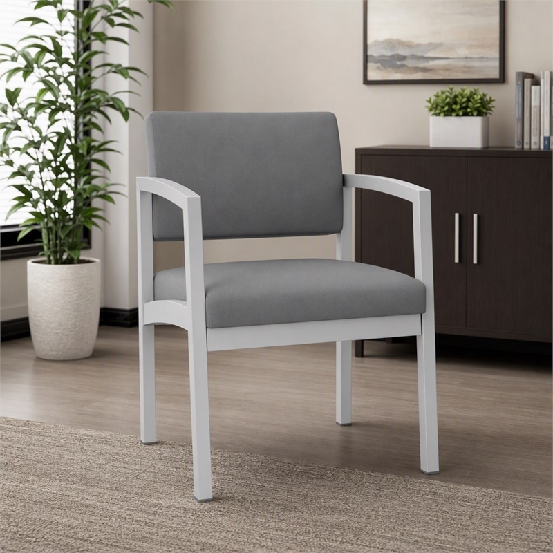 Scranton & Co Guest Chair with Steel Frame and Light Gray Upholstery