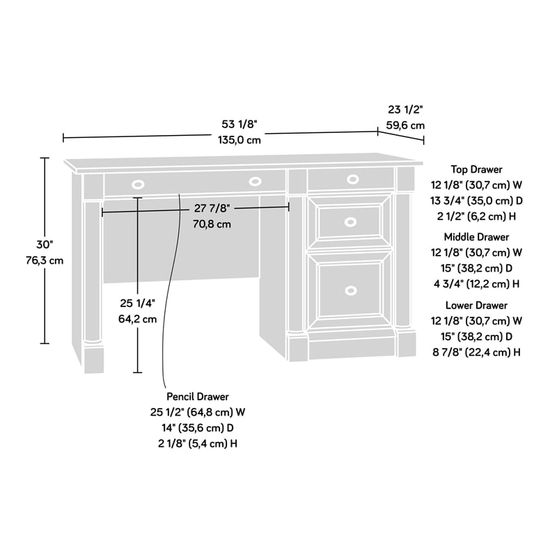 Scranton & Co 3-Drawer Engineered Wood Computer Desk in Select Cherry