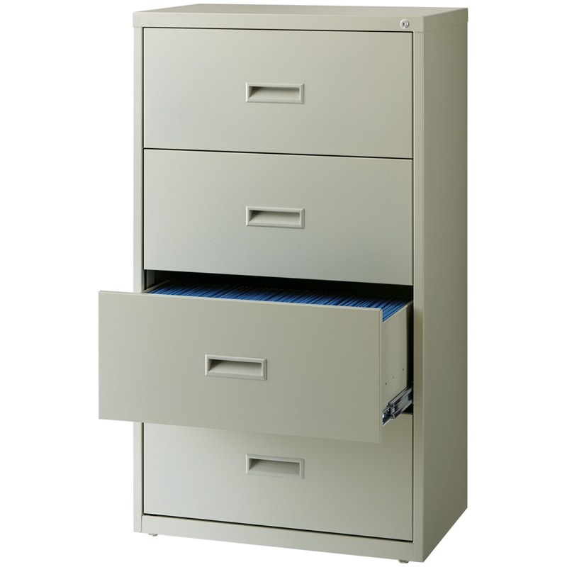 Scranton & Co 30-In 4-Drawer Metal Lateral File Cabinet in Light Gray