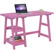 Scranton & Co Trestle Desk with Shelves in Pink Wood Finish