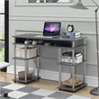 Scranton & Co Writing Desk with Shelves in Charcoal Gray Wood Finish