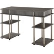 Scranton & Co Writing Desk with Shelves in Charcoal Gray Wood Finish