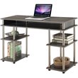Scranton & Co Writing Desk with Shelves in Charcoal Gray Wood Finish