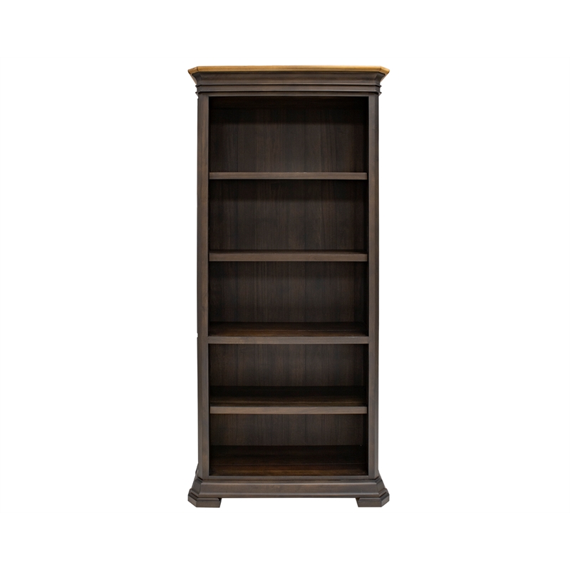 Scranton & Co Executive Open Wood Bookcase in Brown Distressed Finish