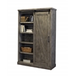 Scranton & Co 8-Shelf Wood Bookcase with Sliding Door in Gray