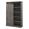 Scranton & Co 8-Shelf Wood Bookcase with Sliding Door in Gray