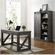 Scranton & Co 8-Shelf Wood Bookcase with Sliding Door in Gray