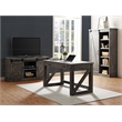Scranton & Co 8-Shelf Wood Bookcase with Sliding Door in Gray