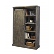 Scranton & Co 8-Shelf Wood Bookcase with Sliding Door in Gray