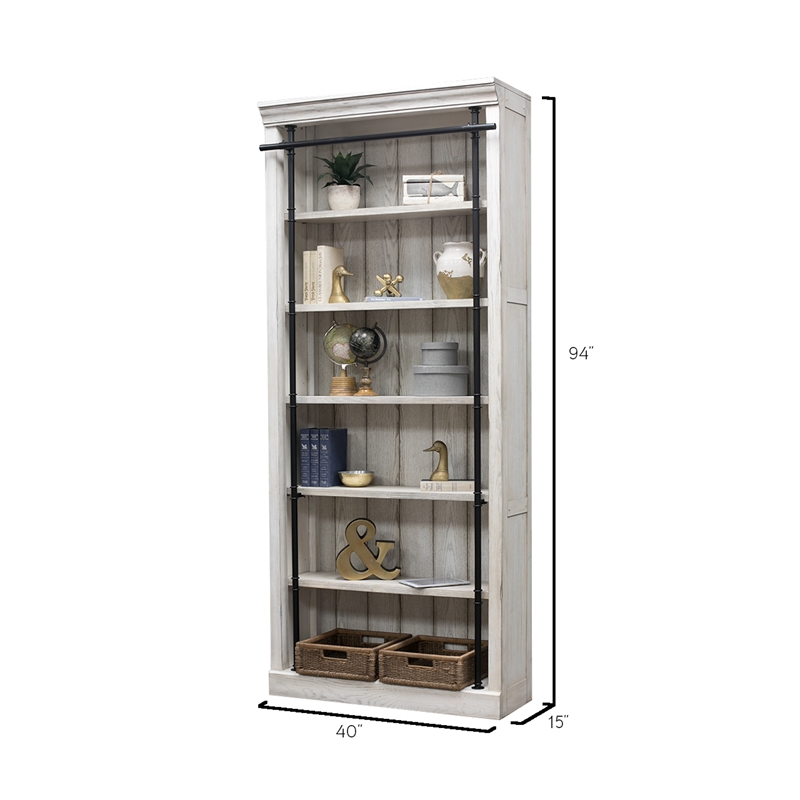 Scranton & Co 5-Shelf Farmhouse Wood Bookcase in White