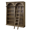 Scranton & Co Traditional 8' Wood Bookcase Wall with Ladder in Brown