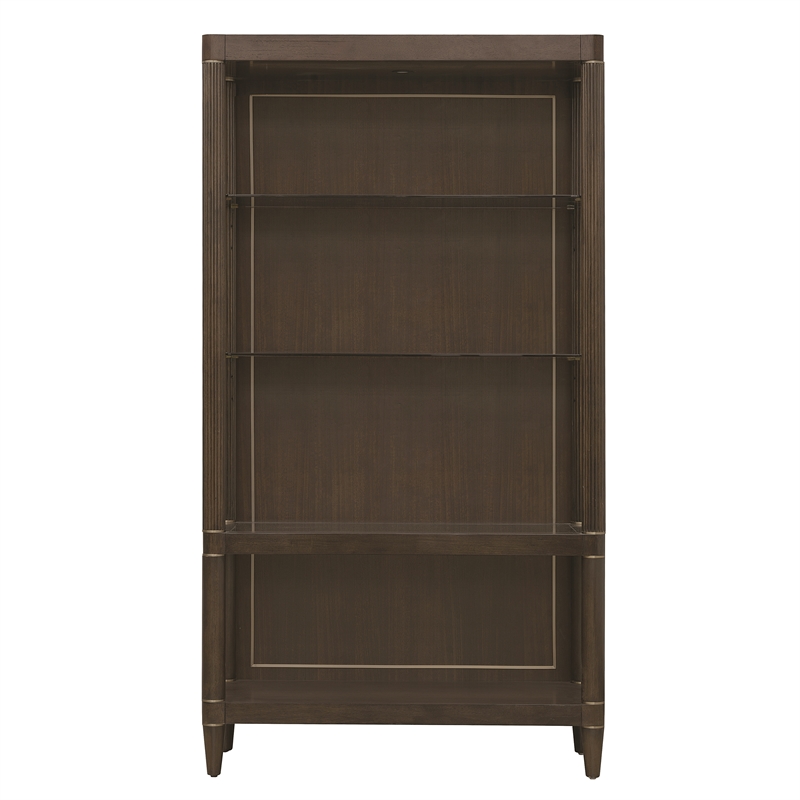 Scranton & Co Open Shelf Etagere in Piano Brown with Glass Shelves