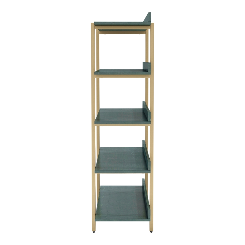 Scranton & Co Contemporary 5-Tier Bookshelf in Antique Blue with Steel Frame