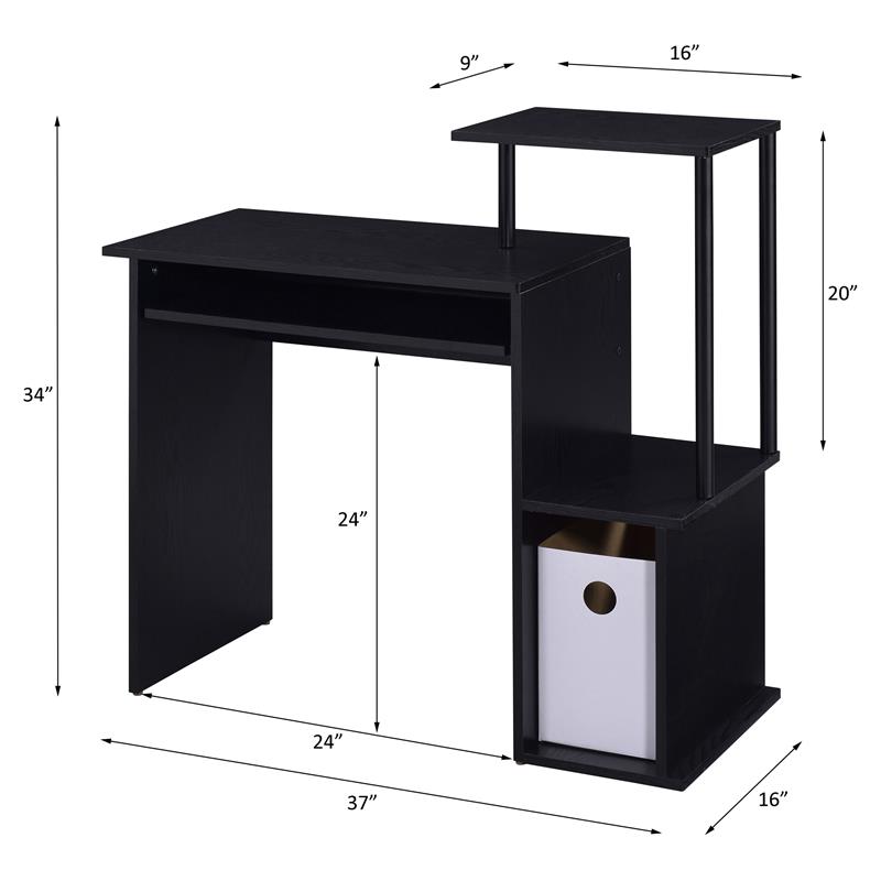 Scranton & Co Rectangle Top Computer Desk with Black Wood Finish