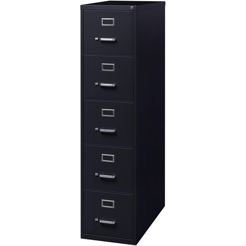 Scranton & Co 26.5 in Deep 5-Drawer Vertical File Cabinet in Black