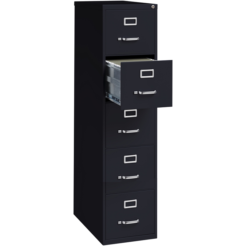 Scranton & Co 26.5 in Deep 5-Drawer Vertical File Cabinet in Black