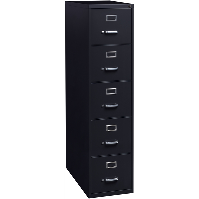 Scranton & Co 26.5 in Deep 5-Drawer Vertical File Cabinet in Black