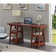 Scranton & Co Double Trestle Desk in Warm Cherry Finish with Shelves