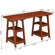 Scranton & Co Double Trestle Desk in Warm Cherry Finish with Shelves