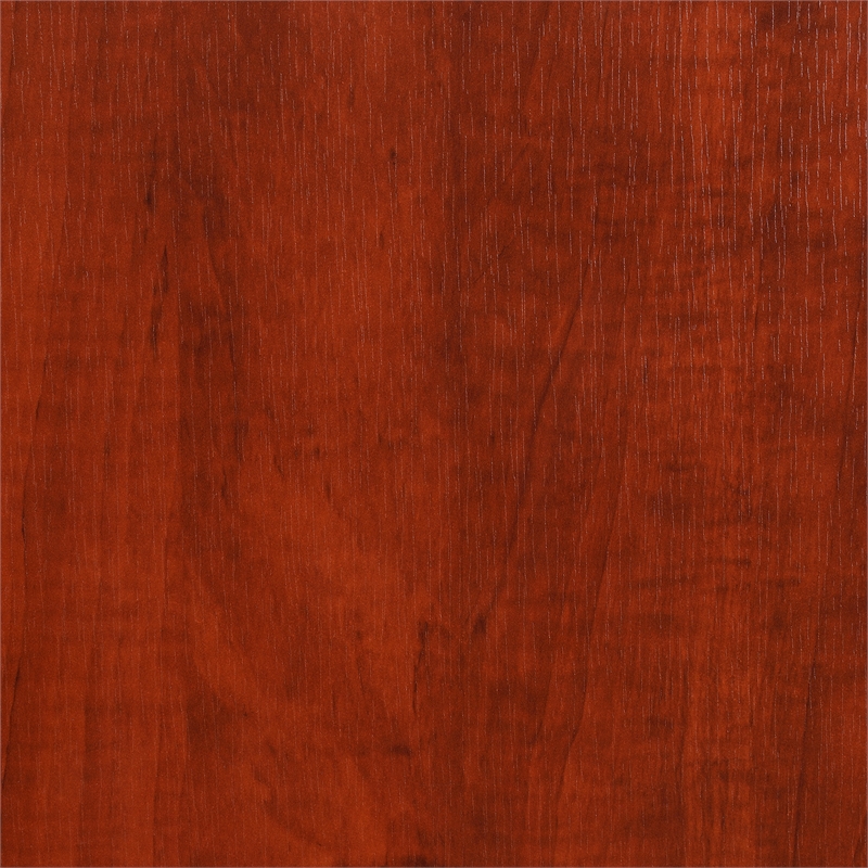 Scranton & Co Double Trestle Desk in Warm Cherry Finish with Shelves