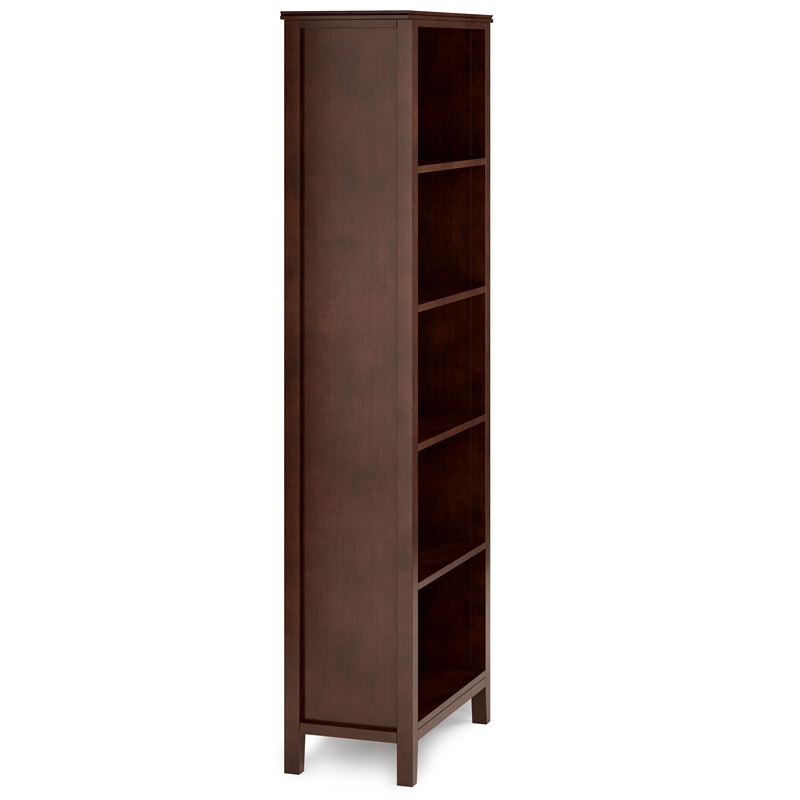 Scranton & Co 72x26 in 5-Shelf Bookcase in Solid Russet Brown Wood