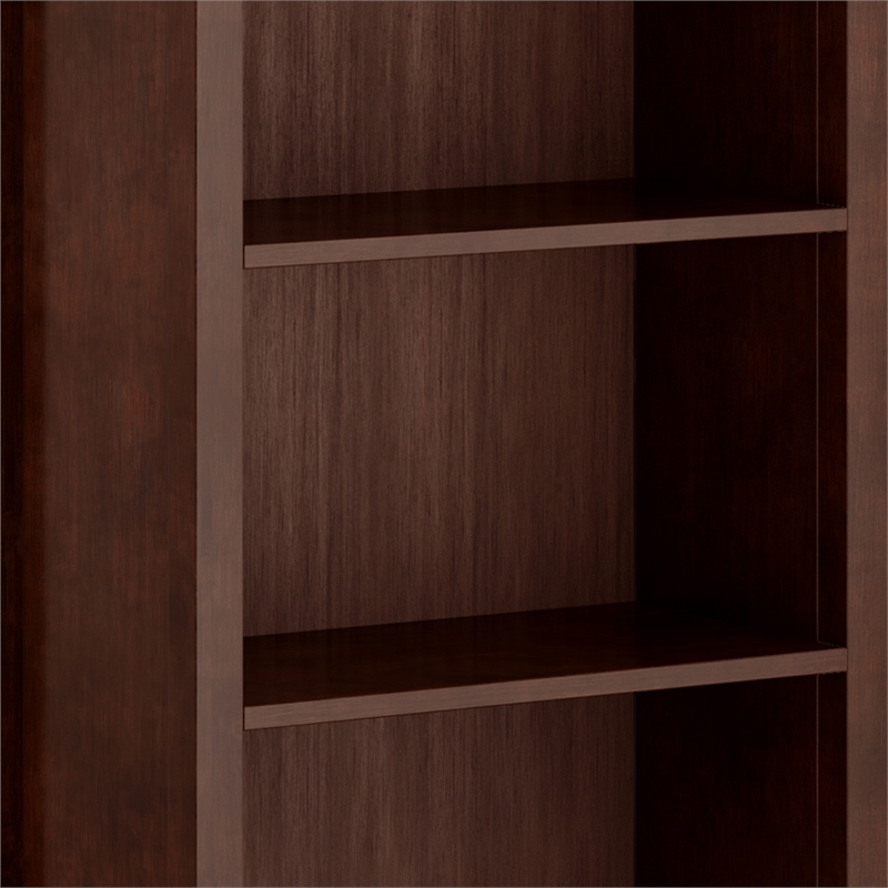 Scranton & Co 72x26 in 5-Shelf Bookcase in Solid Russet Brown Wood