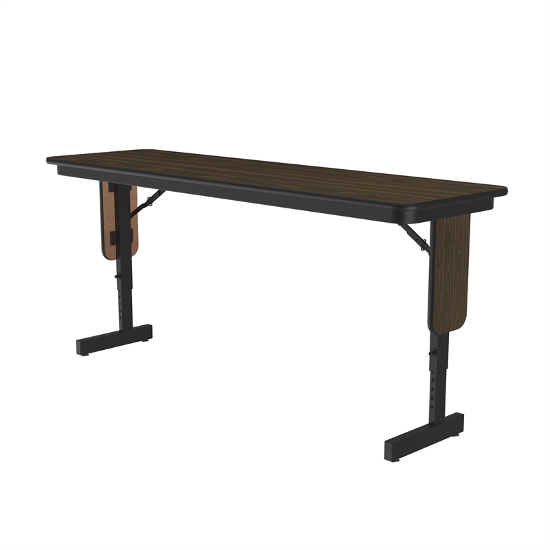 Scranton & Co 18x60 Adjustable Height Folding Seminar Table in Walnut Finish