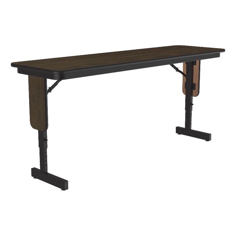 Scranton & Co 18x60 Adjustable Height Folding Seminar Table in Walnut Finish