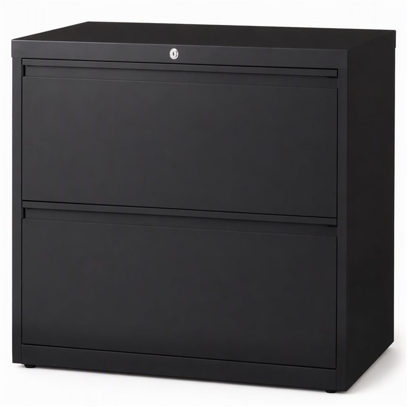 Scranton & Co 36-in Metal 2 Drawer Lateral File Cabinet Black