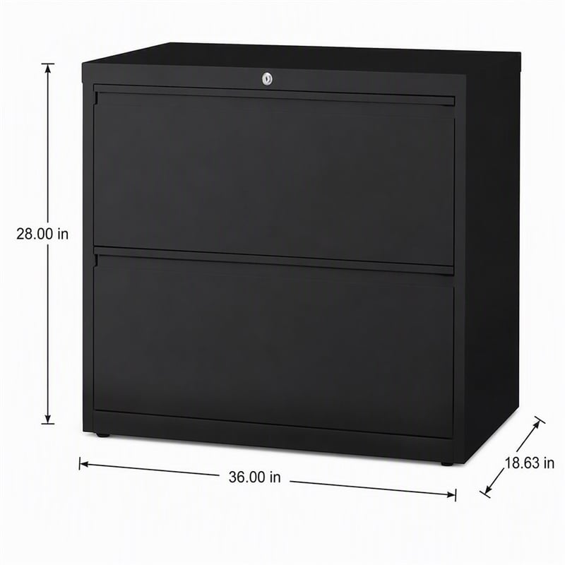 Scranton & Co 36-in Metal 2 Drawer Lateral File Cabinet Black