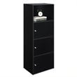 Scranton & Co 3 Door Cabinet in Black Wood Finish with Open Shelf Compartment