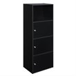 Scranton & Co 3 Door Cabinet in Black Wood Finish with Open Shelf Compartment