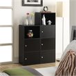 Scranton & Co 3 Door Cabinet in Black Wood Finish with Open Shelf Compartment
