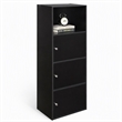 Scranton & Co 3 Door Cabinet in Black Wood Finish with Open Shelf Compartment