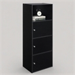 Scranton & Co 3 Door Cabinet in Black Wood Finish with Open Shelf Compartment