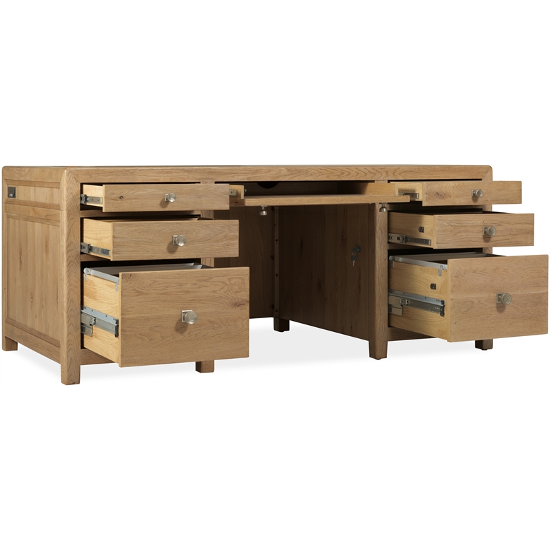 Scranton & Co Driftwood Executive Desk in Light Oak with 7 Drawers