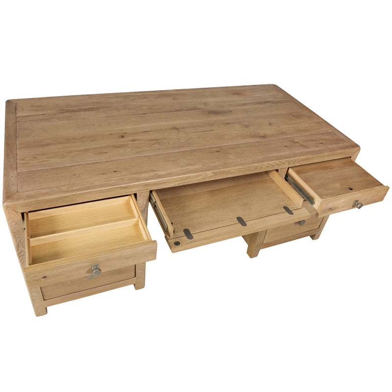 Scranton & Co Driftwood Executive Desk in Light Oak with 7 Drawers