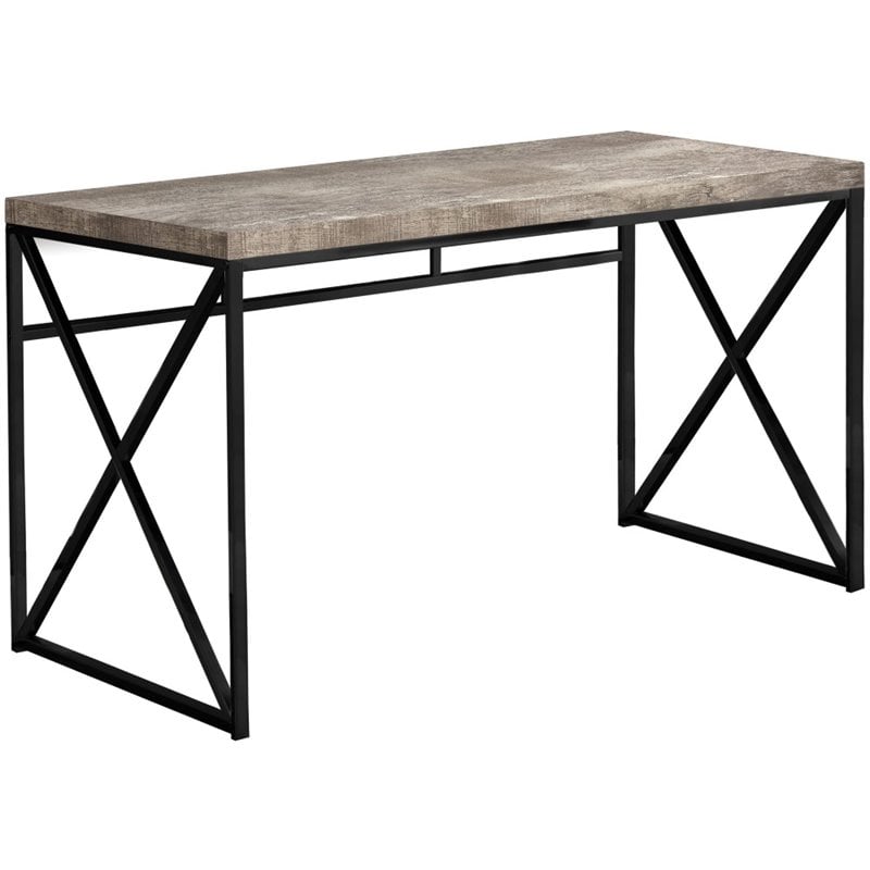 Scranton & Co Computer Desk with Metal Legs in Taupe Wood-Style Finish