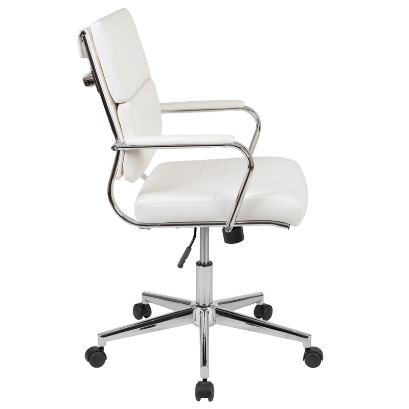 Scranton & Co White LeatherSoft Swivel Office Chair with Mid-Back Design