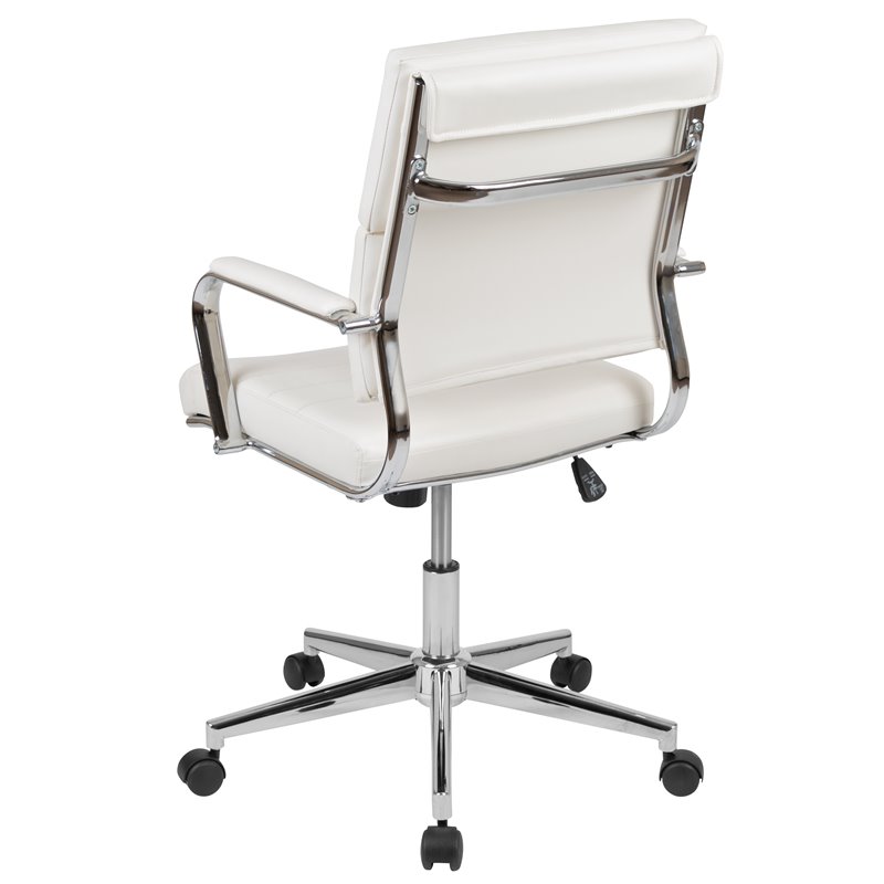Scranton & Co White LeatherSoft Swivel Office Chair with Mid-Back Design