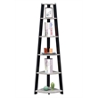 Scranton & Co Five-Tier Corner Shelf in Faux Cement and Black Finish