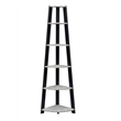 Scranton & Co Five-Tier Corner Shelf in Faux Cement and Black Finish